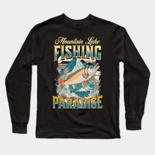 Mountain Lake Fishing Paradise vintage design Long Sleeve T-Shirt